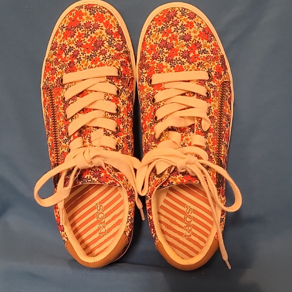 Taos Footwear Women's Floral Sneakers - Red and Yellow